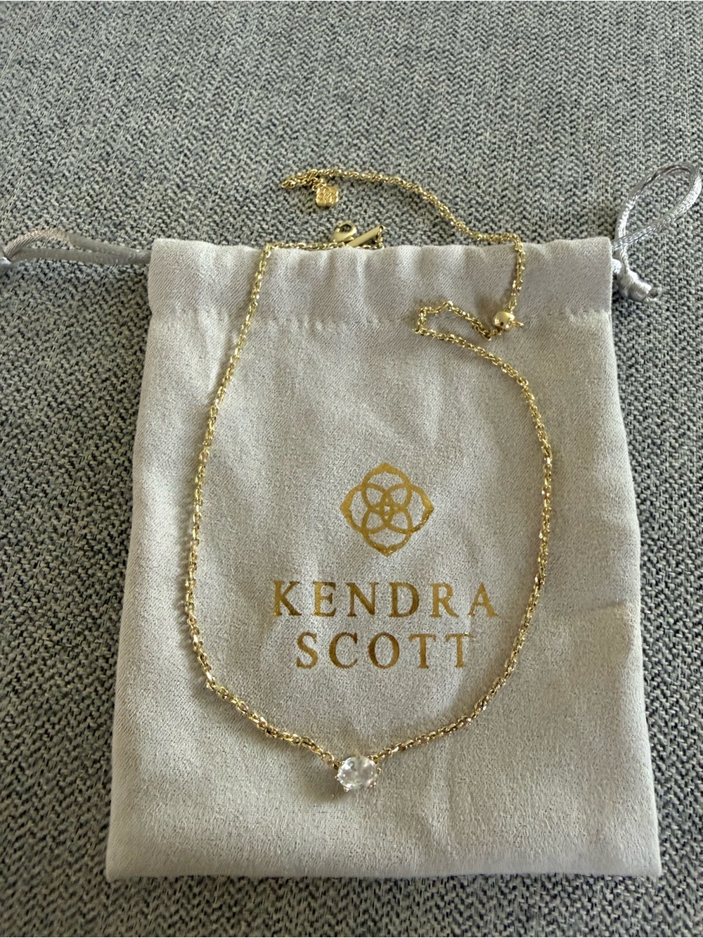 Kendra Scott Gold Necklace with Clear Crystal Pendant